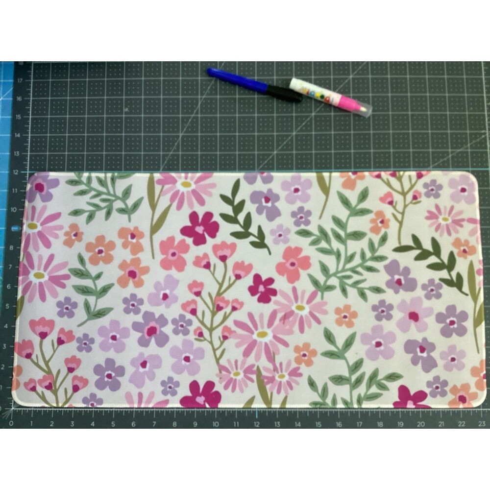 Floral Desk Pad, 23 1/2 By 12 Inch Mouse Pad with Non-Slip Base, Flower Pattern